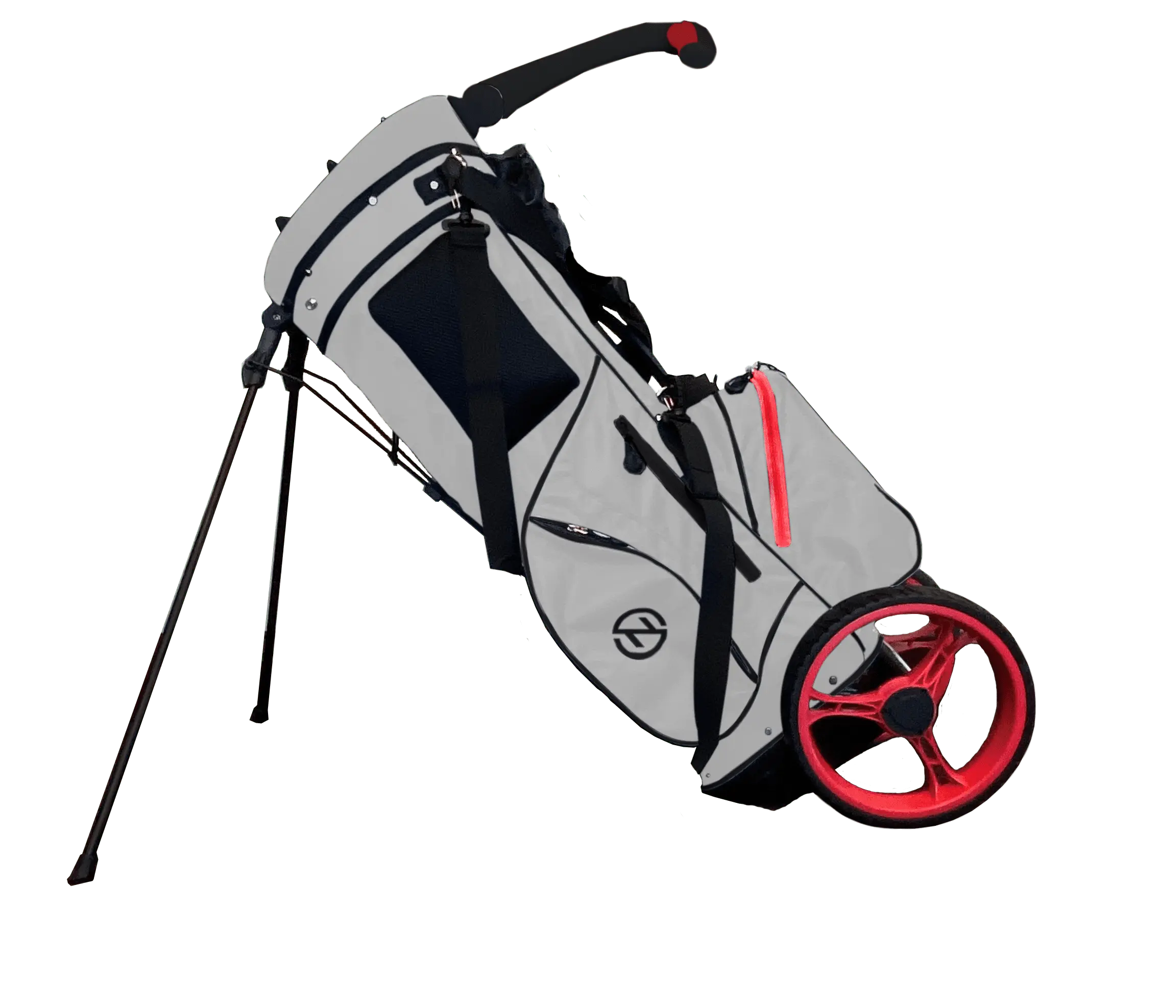 Zero Friction Wheel Pro Push Cart & Stand Bag, Grey