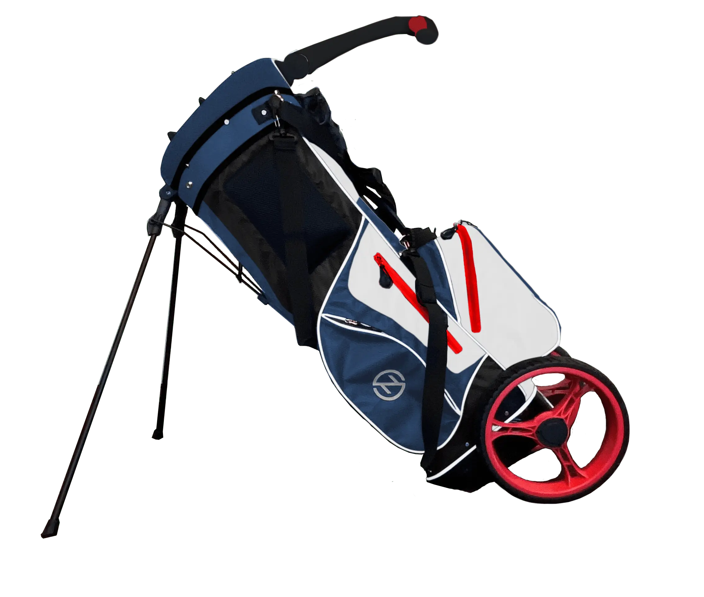 Zero Friction Wheel Pro Push Cart & Stand Bag, Navy